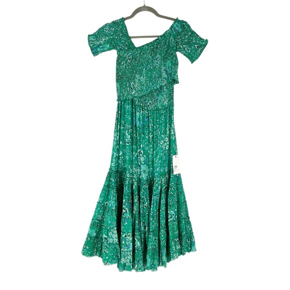 NWT Poupette St Barth Soledad Long Dress in Green Embroidery Flower - Picture 2 of 9